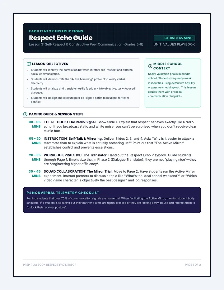 Respect Echo Teacher Guide