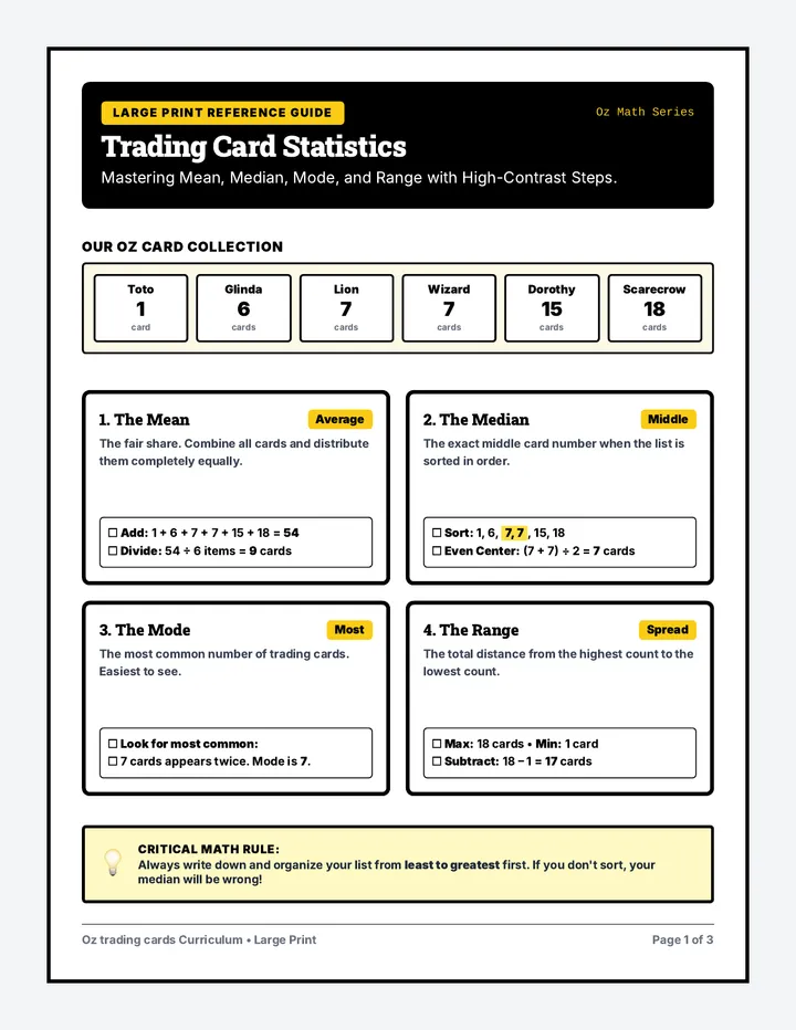 Emerald City Stats Worksheet