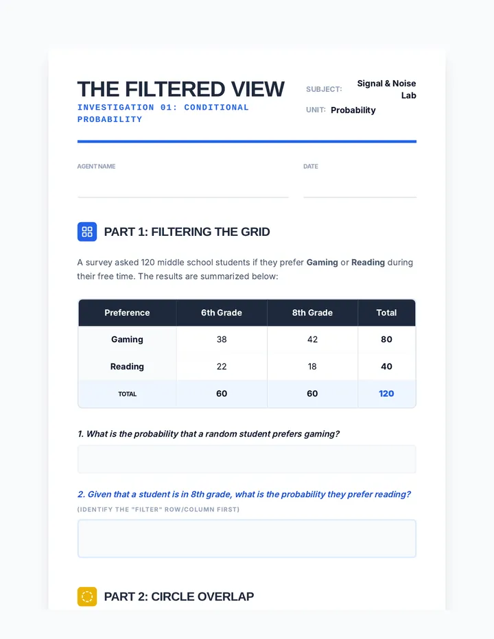 Filtered Logic Worksheet