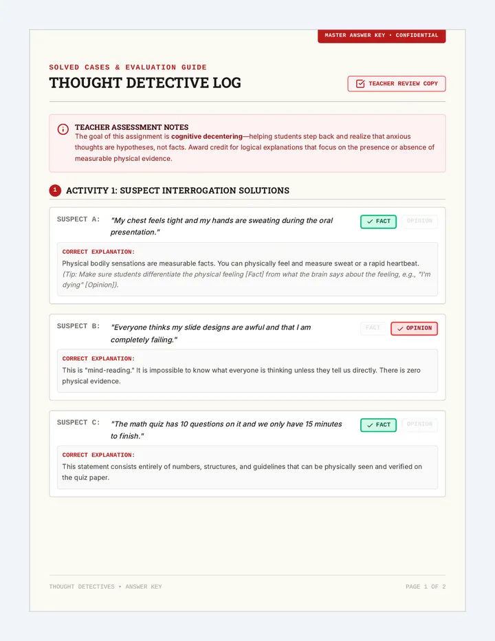 Thought Detectives Answer Key