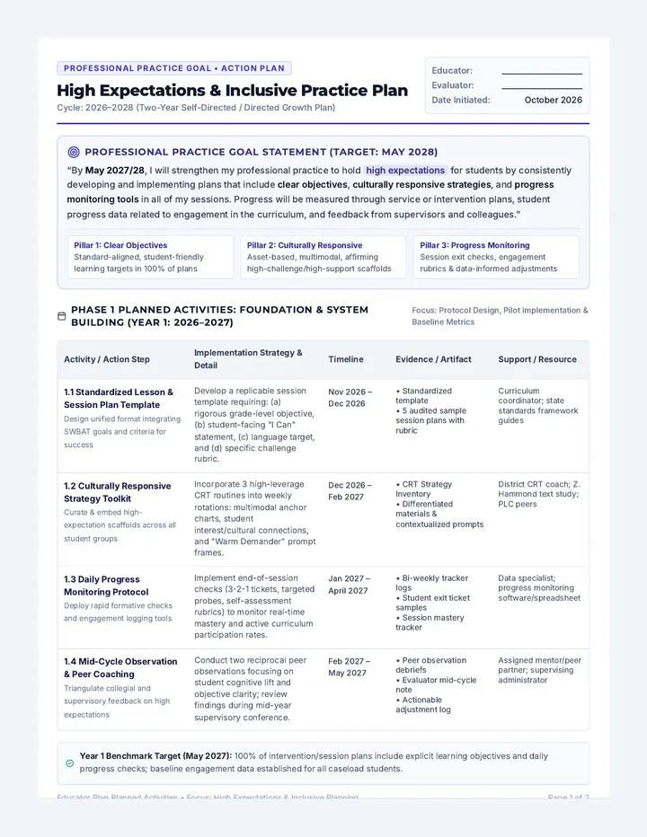 High Expectations Action Plan