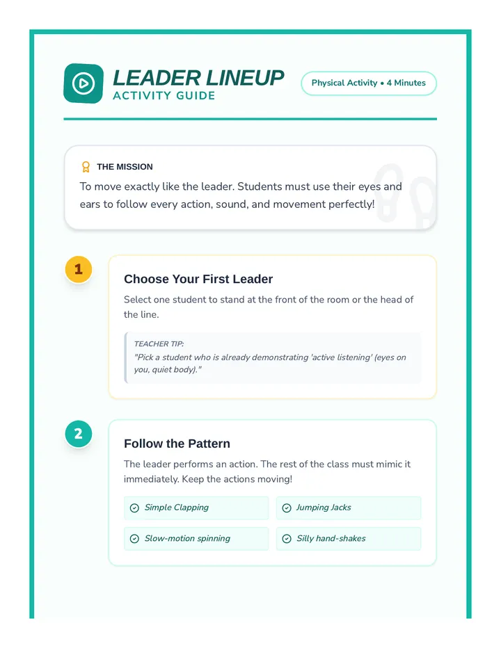 Leader Lineup Activity Guide