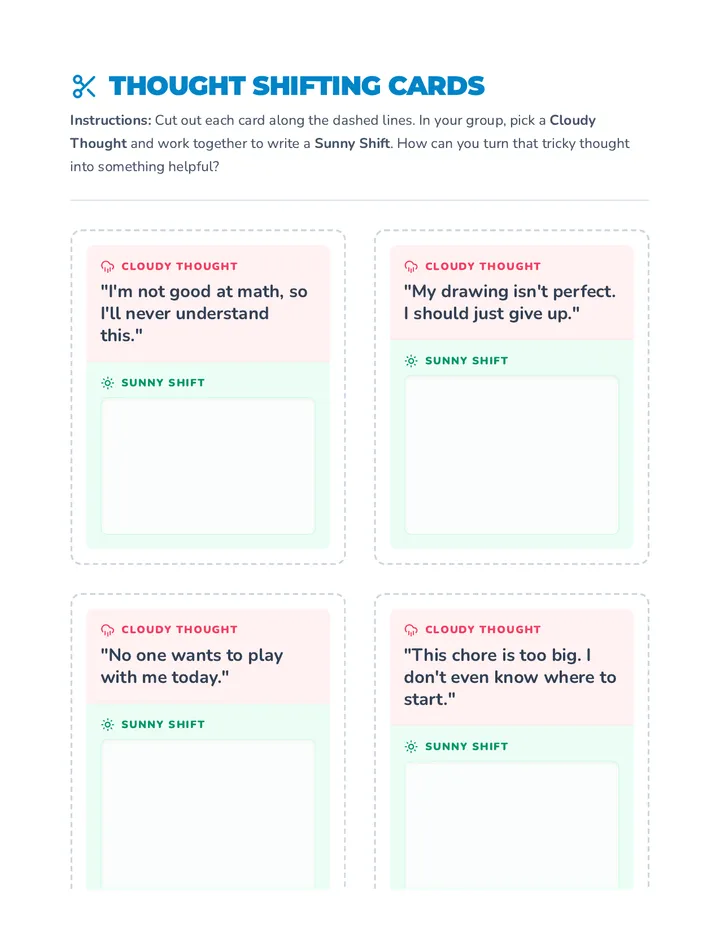 Thought Shifting Activity Cards