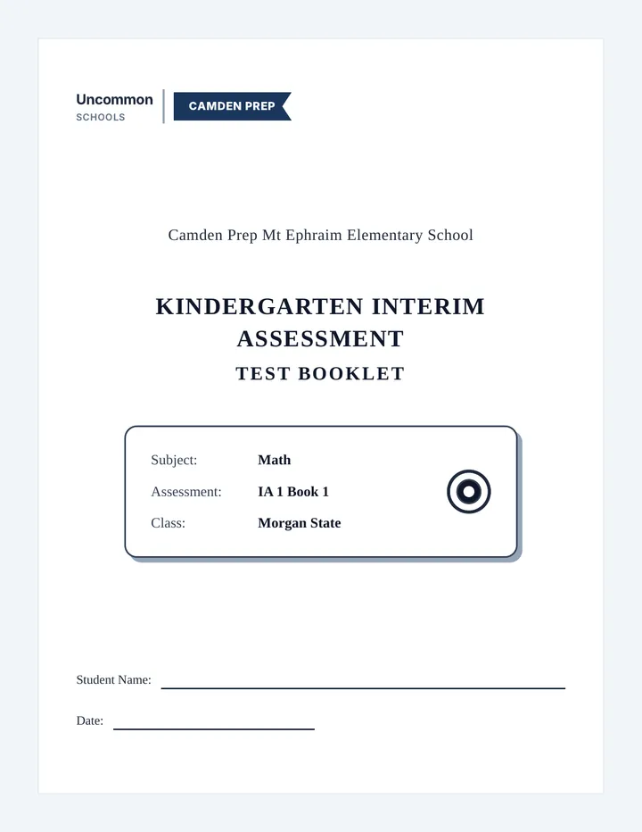 Kindergarten Interim Math Exam