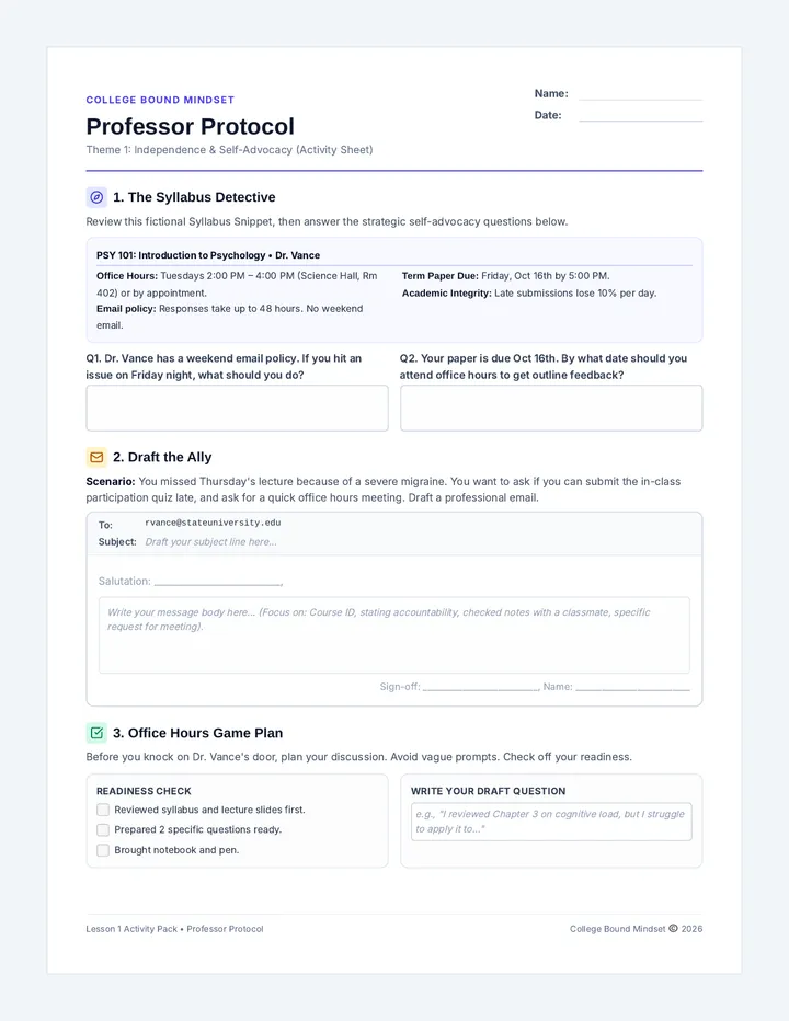 Professor Protocol Activity Sheet