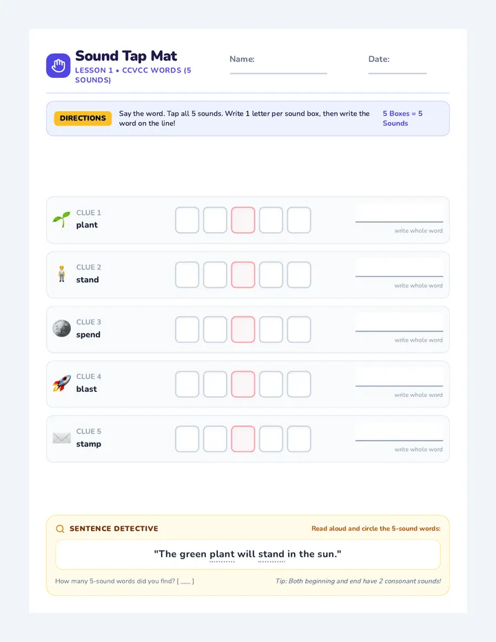 Sound Tap Mat Worksheet