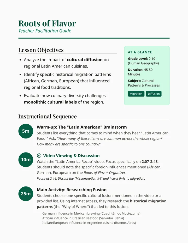 Roots of Flavor Teacher Guide
