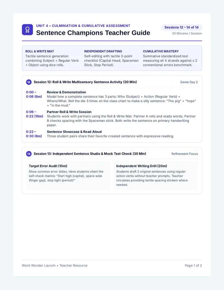 Sentence Champions Teacher Guide
