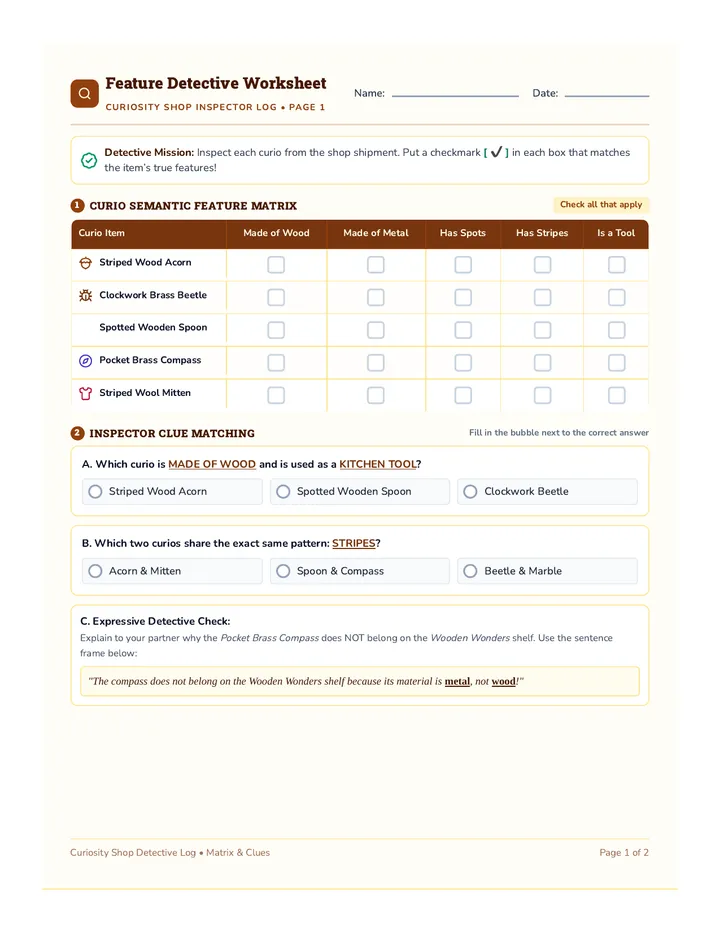 Feature Detective Worksheet