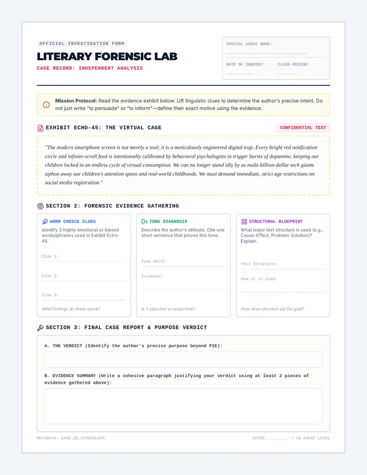 Case Files Worksheet
