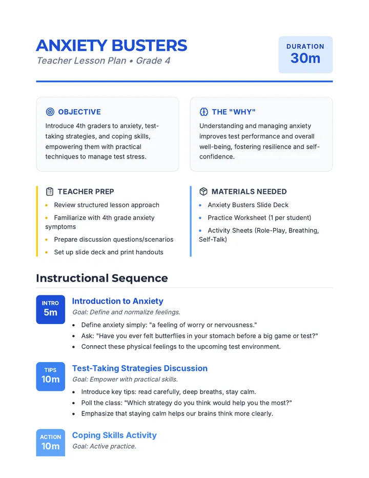 Anxiety Busters Lesson Plan