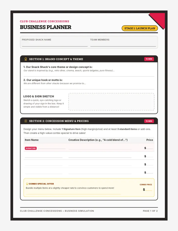 Snack Shack Planner