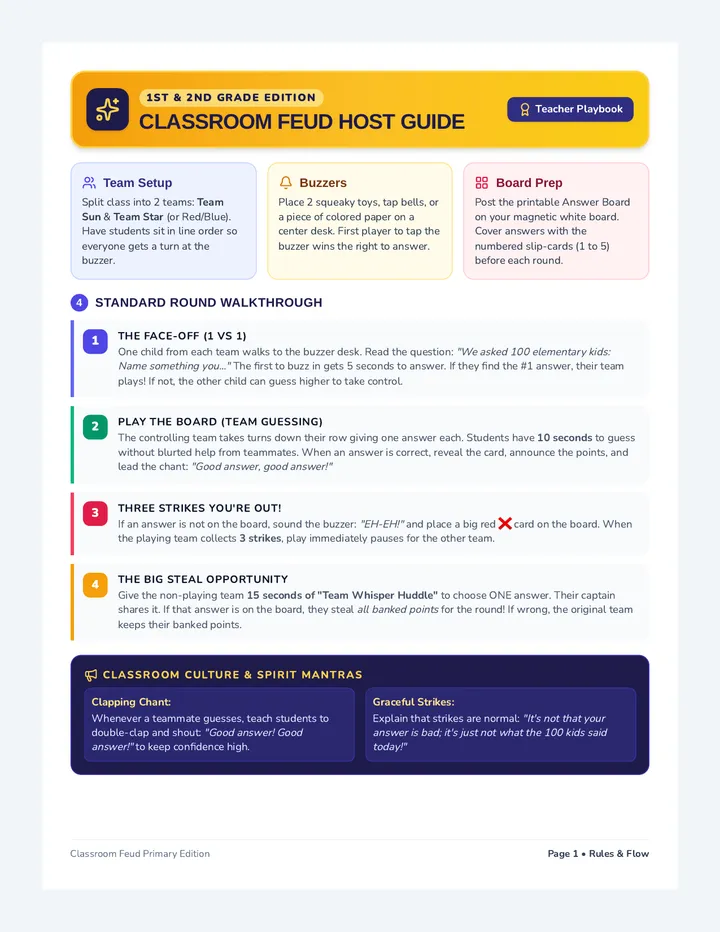 Classroom Feud Teacher Guide