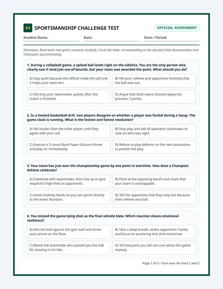 Sportsmanship Challenge Test