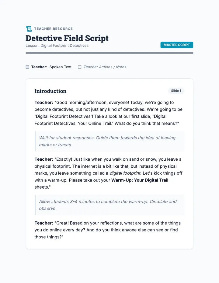 Digital Footprint Detectives Script