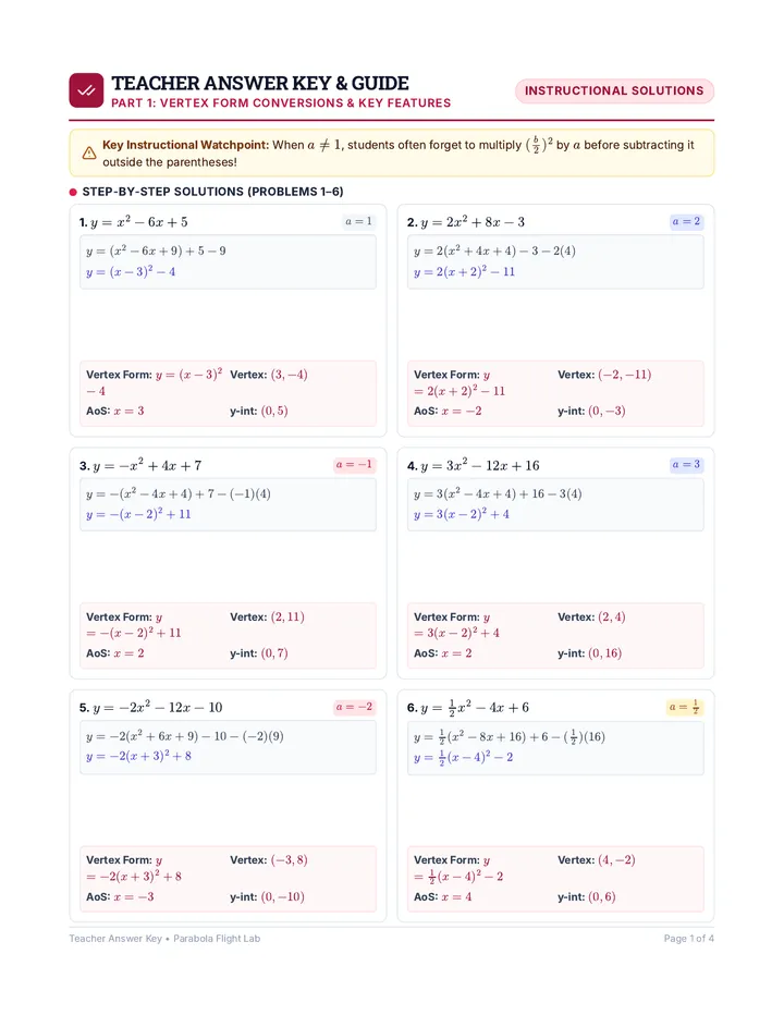 Parabola Flight Answer Key