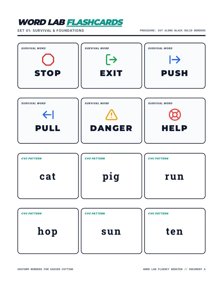 Word Lab Flashcards Fluency Cards