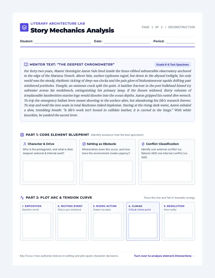 Story Mechanics Analysis Worksheet