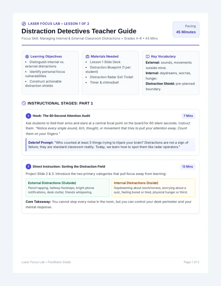 Distraction Detectives Lesson Plan