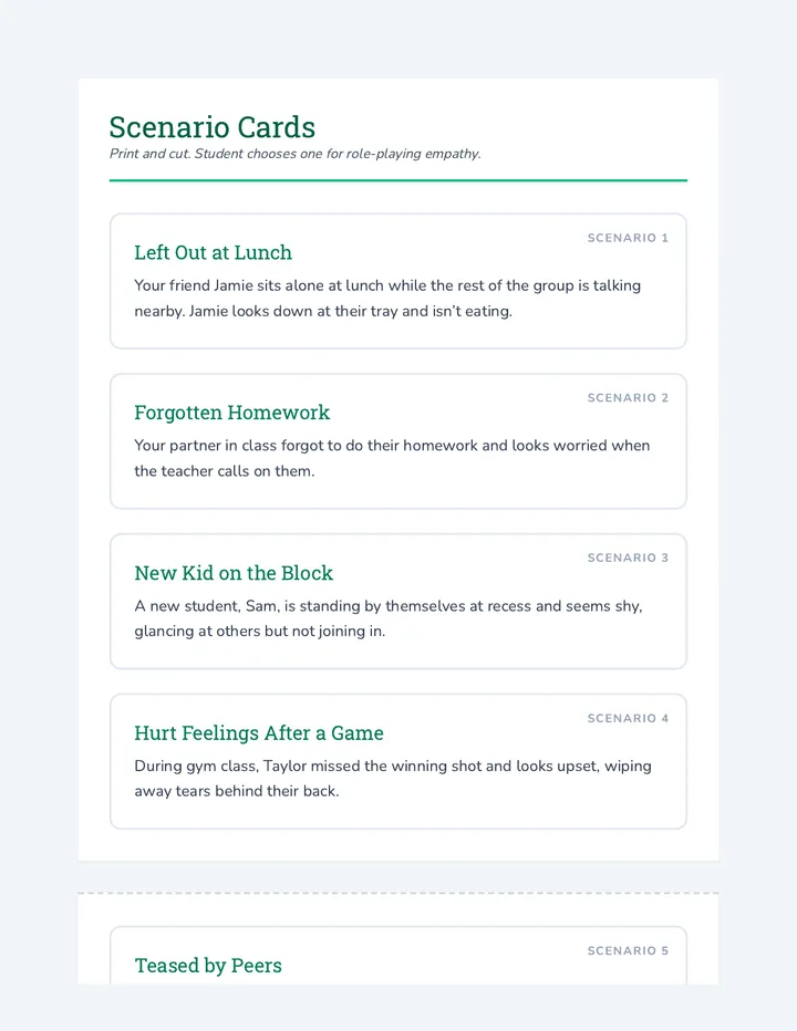 Scenario Cards Activity