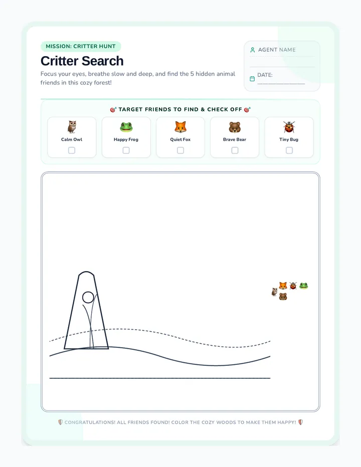 Critter Search Worksheet