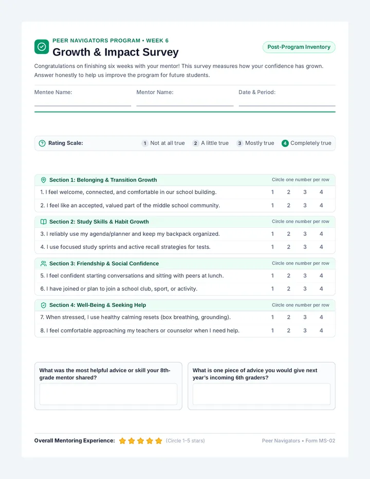 Growth and Impact Survey Form