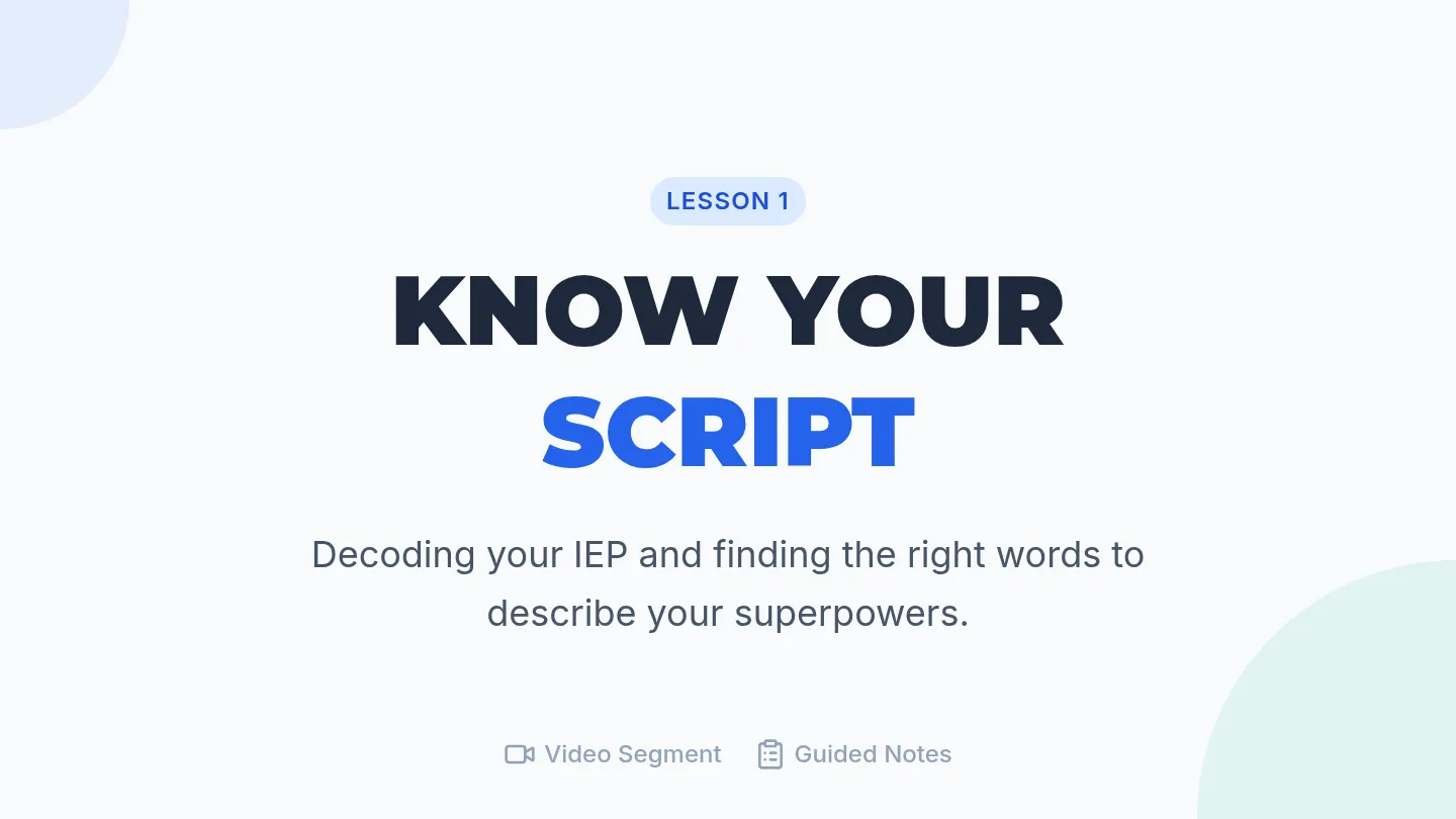 Know Your Script Slides