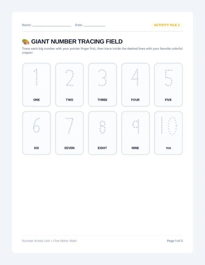 Number Artists Activity Pack