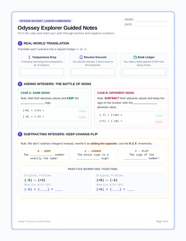 Odyssey Explorer Guided Notes