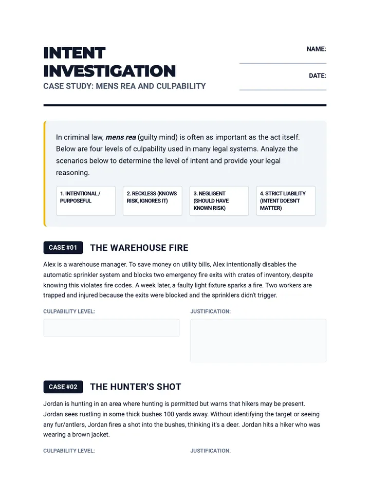 Intent Investigation Worksheet