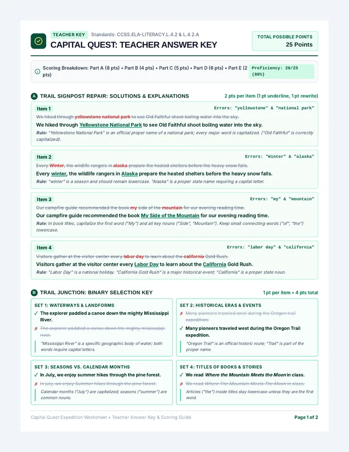 Capital Quest Answer Key