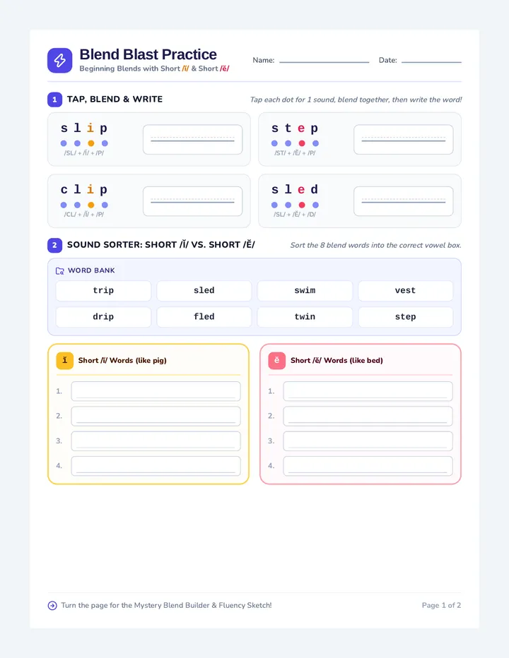 Blend Blast Worksheet