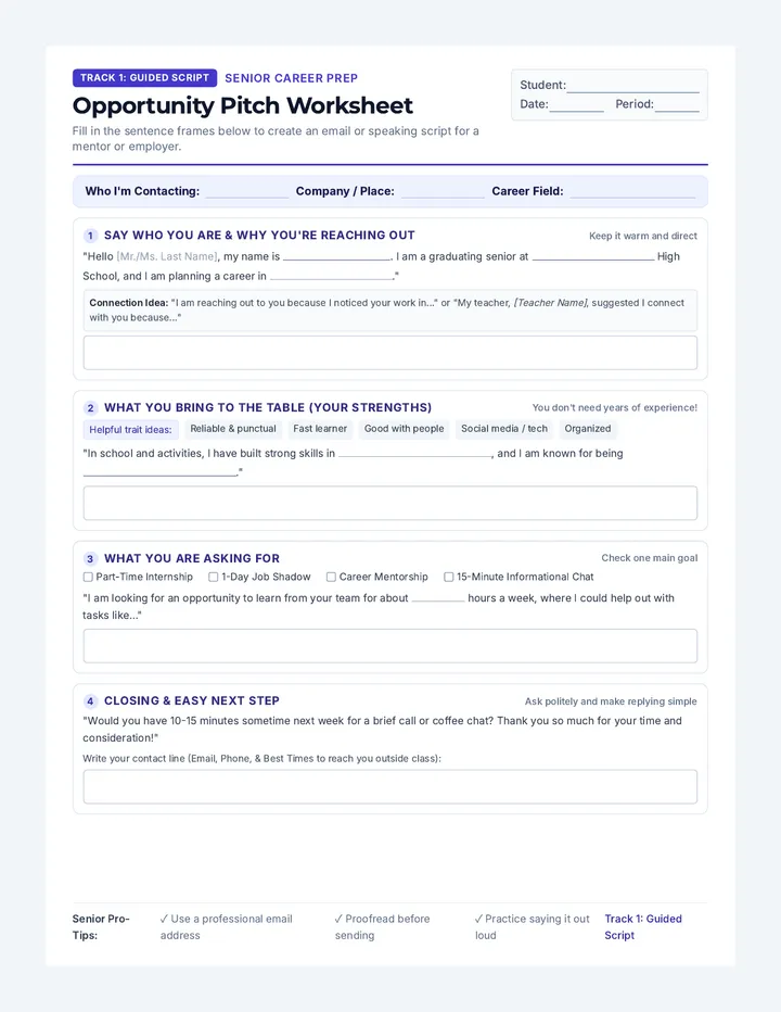 Opportunity Pitch Worksheet