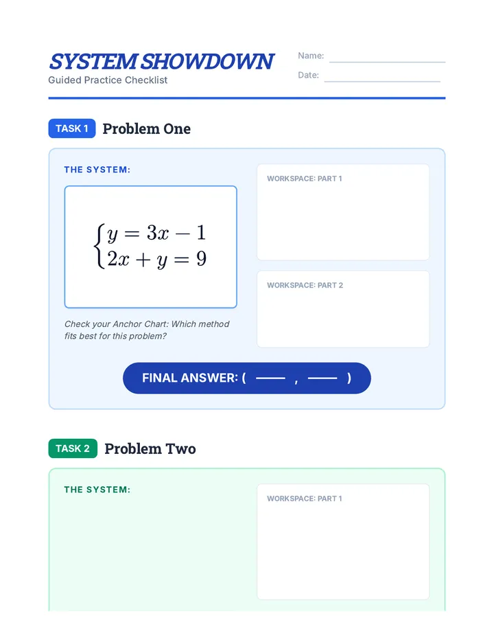 System Showdown Worksheet