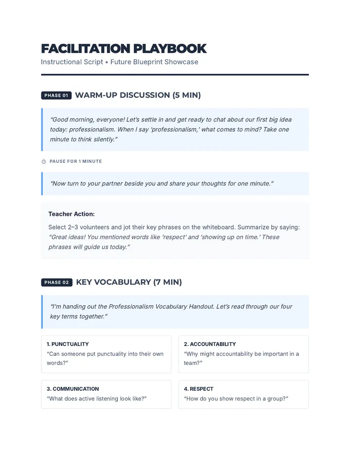 Facilitation Playbook Lesson Script