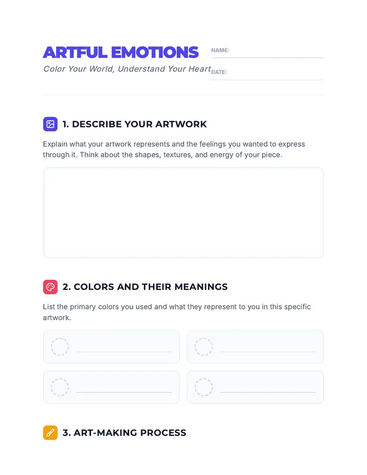 Artful Emotions Worksheet