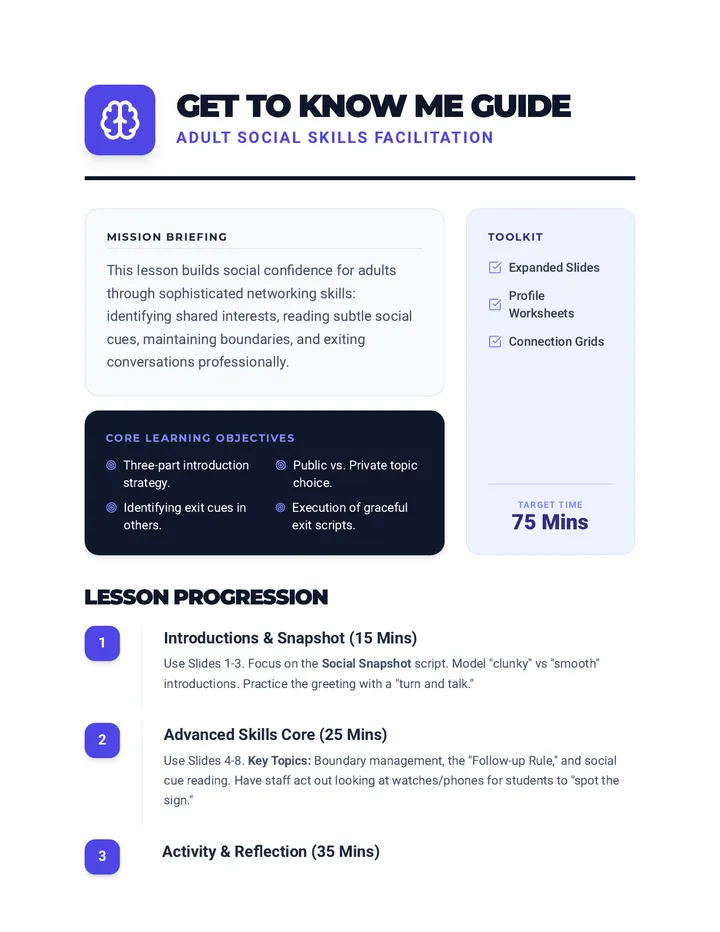 Get to Know Me Facilitator Guide