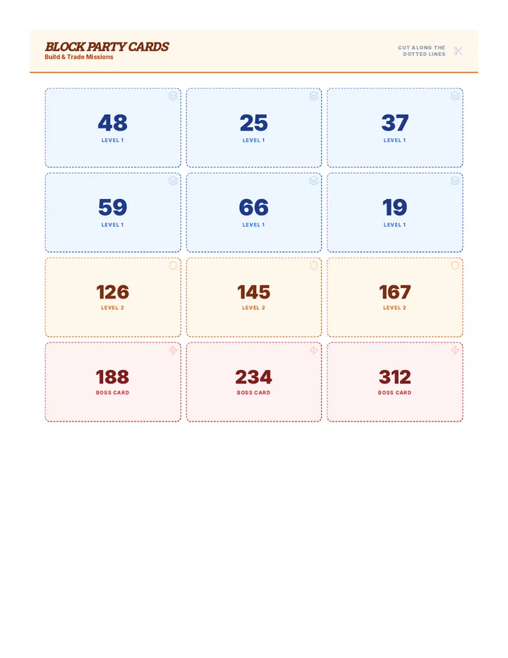 Block Party Game Cards