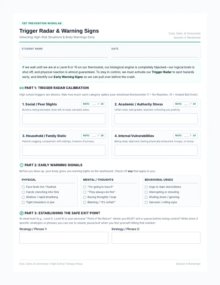 Trigger Radar Worksheet
