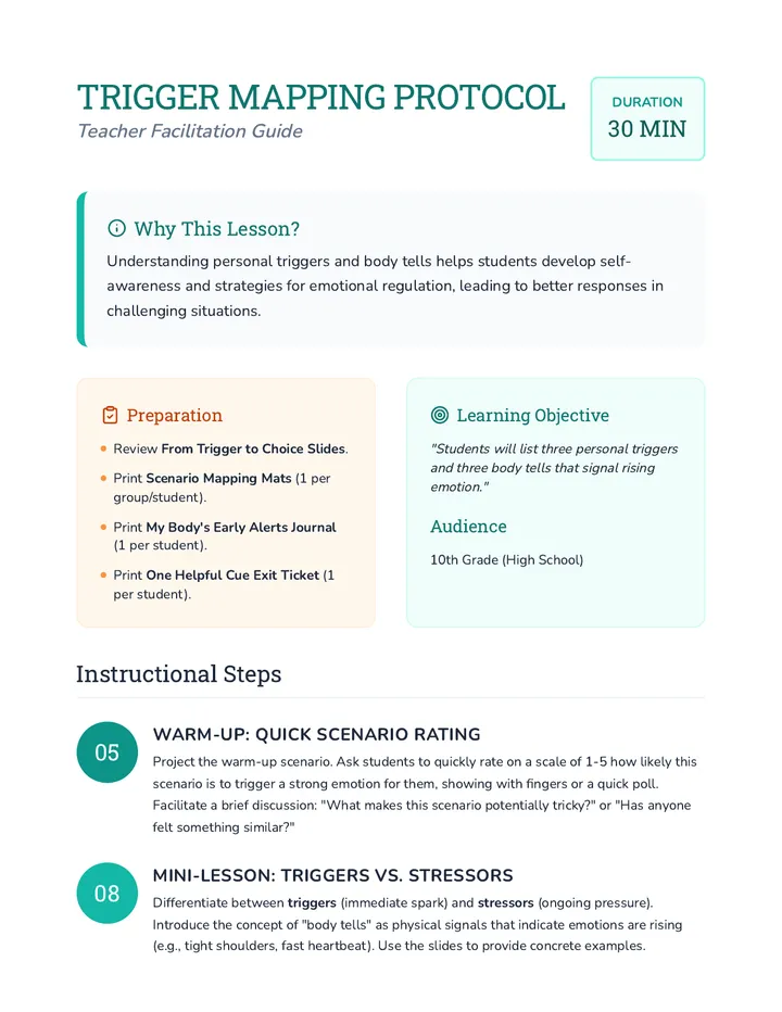 Trigger Mapping Protocol Teacher Guide