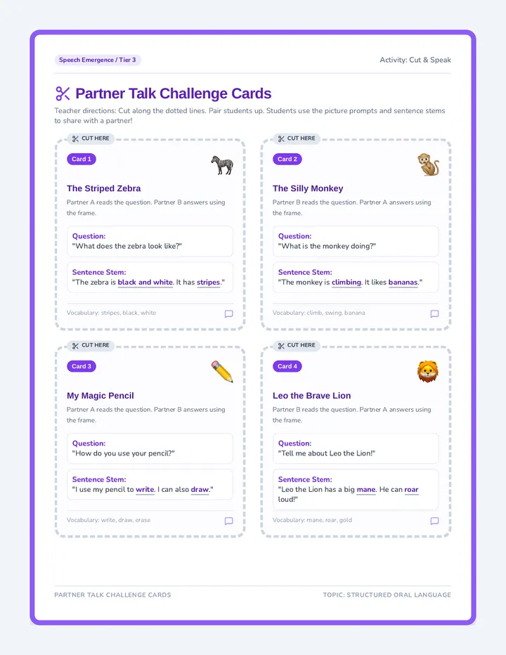 Partner Talk Cards