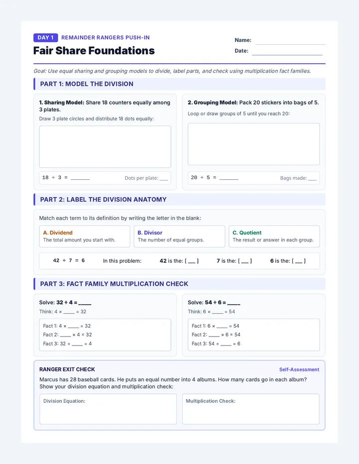 Fair Share Practice Worksheet