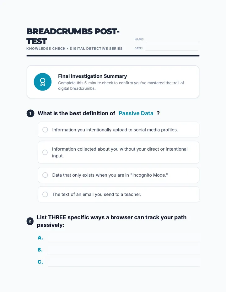 Breadcrumbs Knowledge Check Post-Test