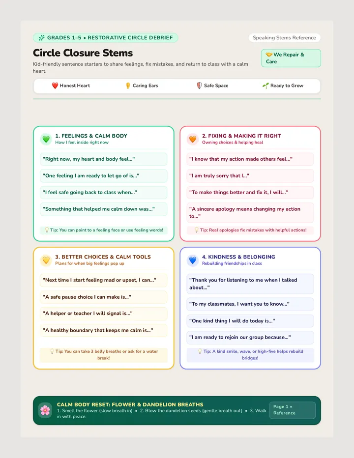 Restorative Closure Stems Handout