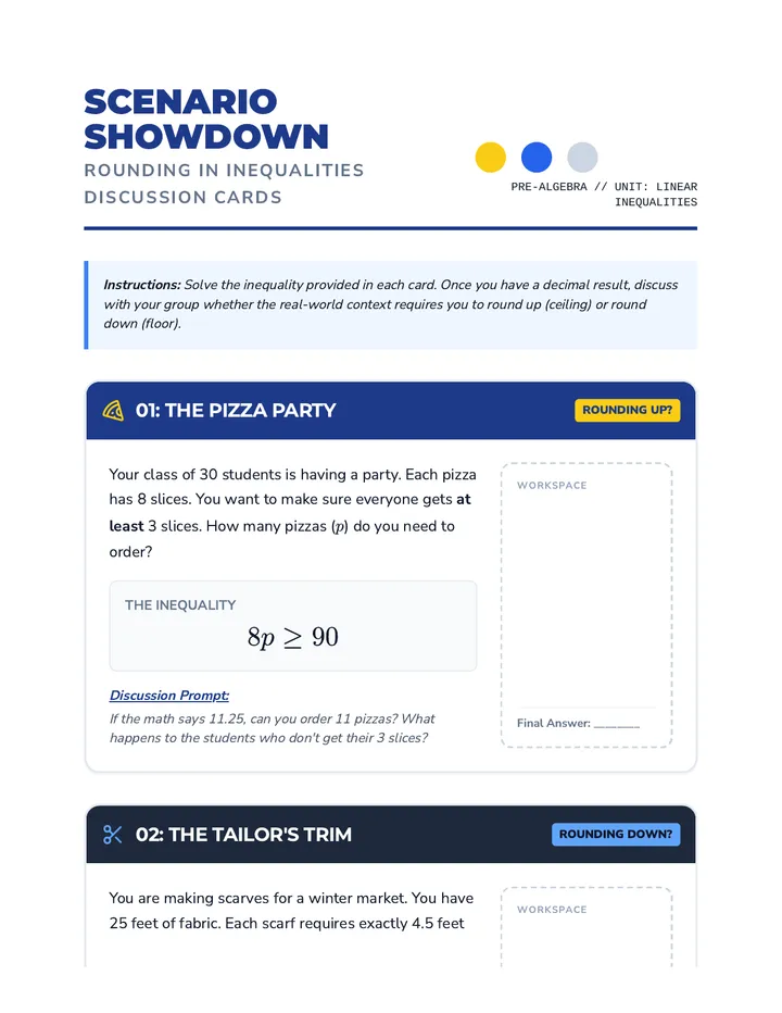 Round Up or Down Discussion Cards