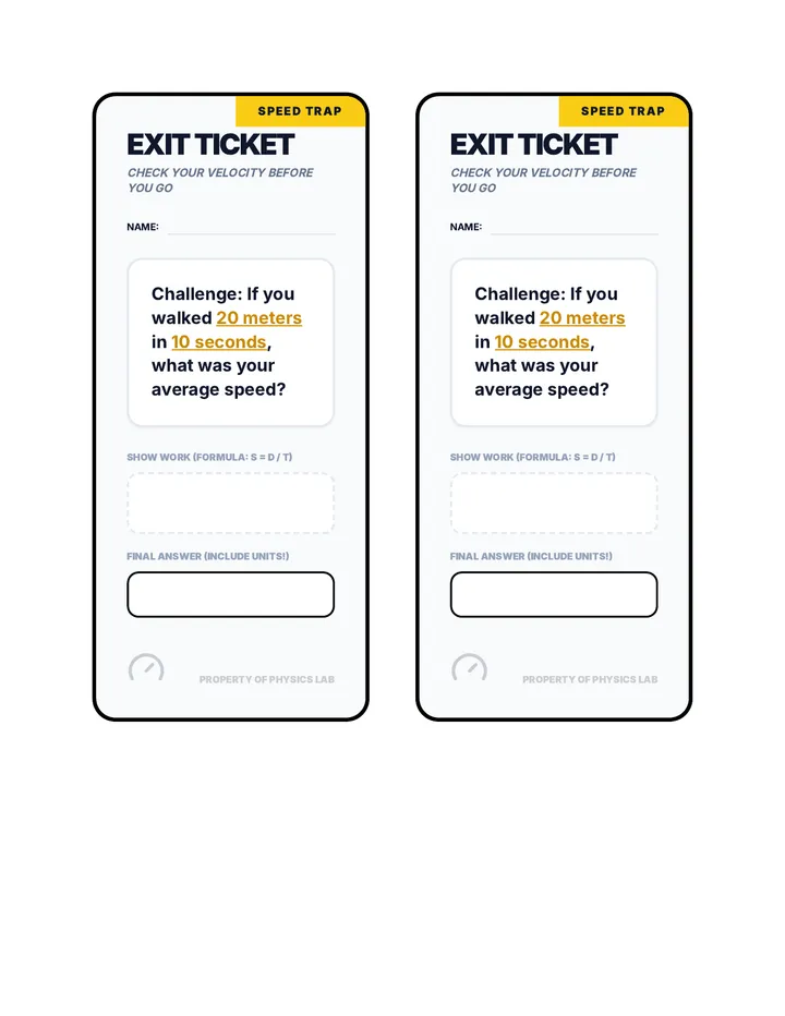 Speed Trap Exit Ticket