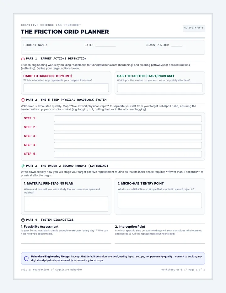 The Friction Grid Worksheet