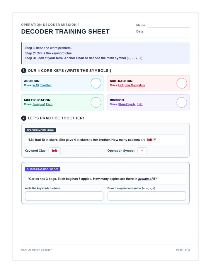 Decoder Training Worksheet