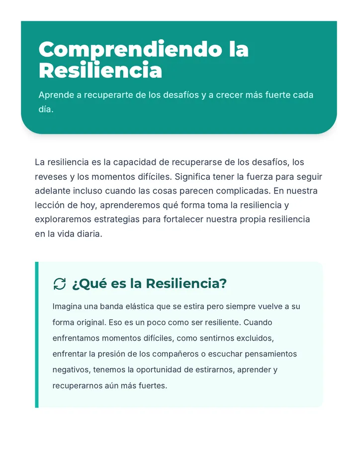 Understanding Resilience Reading Spanish