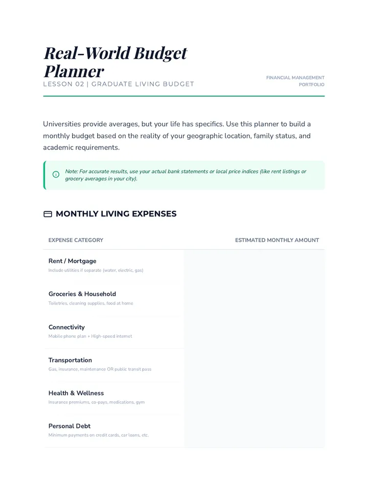 Real World Budget Planner